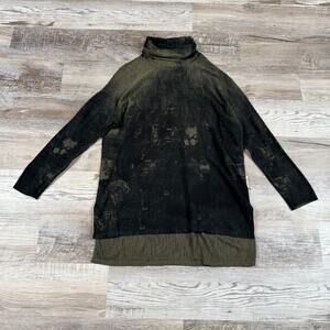 Skull Cashmere Olive Distressed Turtleneck Skull Sweater Size XS